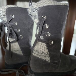 Muk Luks Charcoal Lace-Up Boots